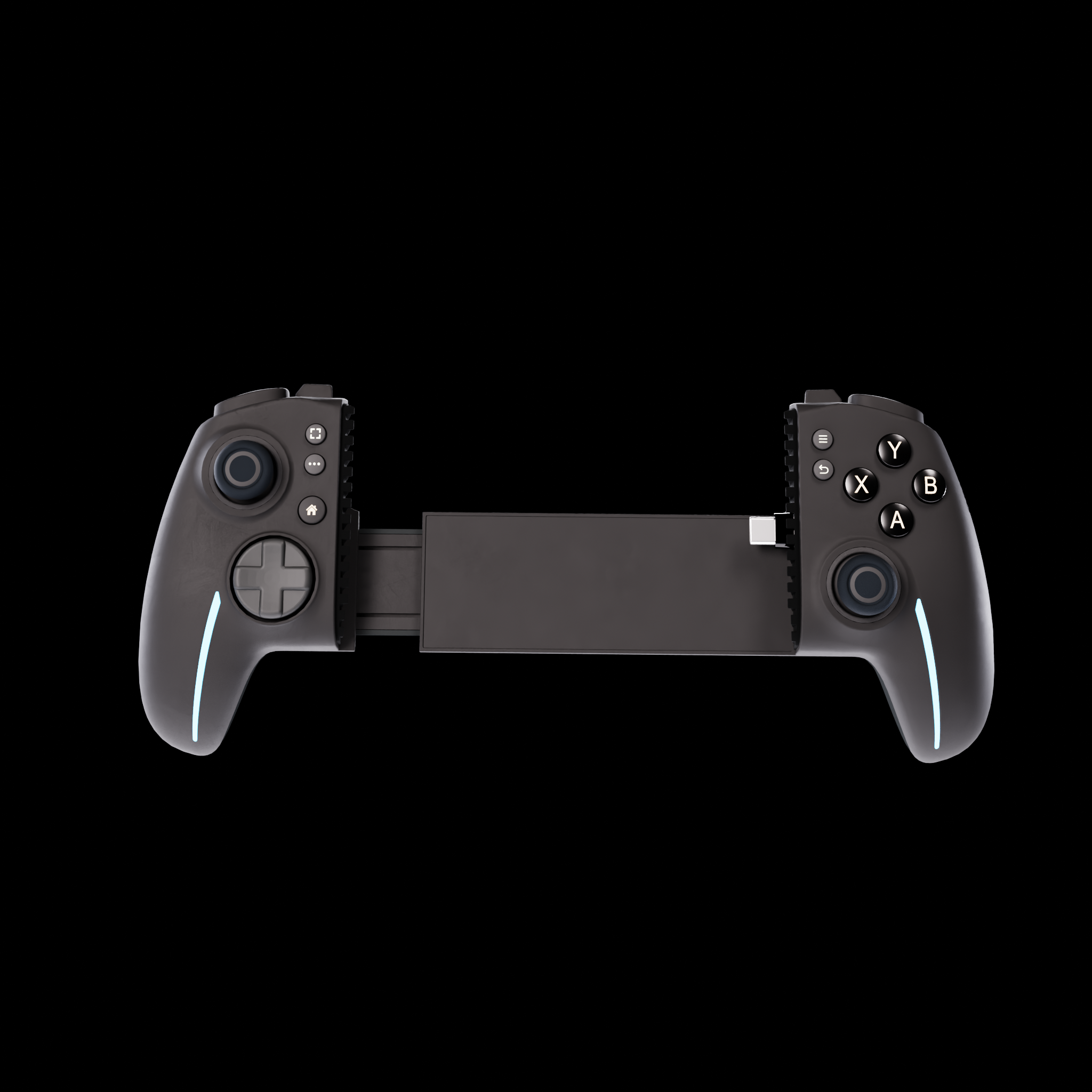Manette Osyn Pro, vue avant : sticks, croix directionnelle et boutons ABXY